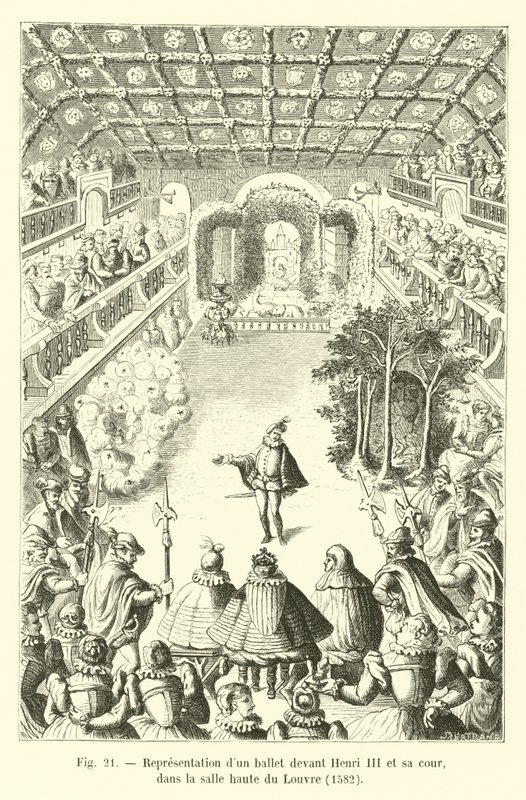 تمثيل باليه أمام هنري الثالث وملعبه ، في الغرفة العليا من متحف اللوفر ، 1582 بواسطة المدرسة الفرنسية