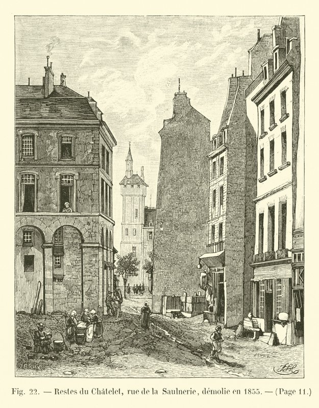 بقايا شاتليه ، شارع de Saulnerie ، هُدمت في عام 1855 بواسطة المدرسة الفرنسية