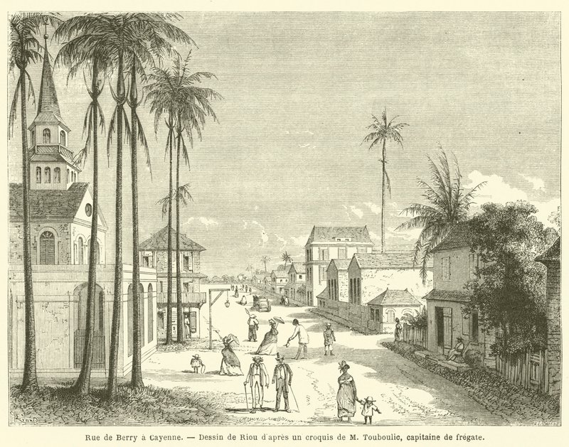 Rue de Berry in Cayenne (نقش) بواسطة المدرسة الفرنسية