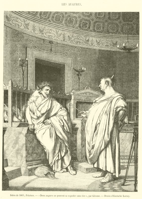 Salon de 1861, Peinture, Deux augures ne peuvent se regarder sans rire (engraving) بواسطة المدرسة الفرنسية