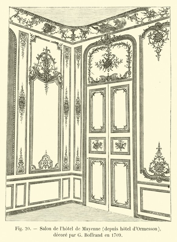 Salon de l&39;hotel de Mayenne ، من فندق d&39;Ormesson ، مزين من قبل G Boffrand في عام 1709 بواسطة المدرسة الفرنسية