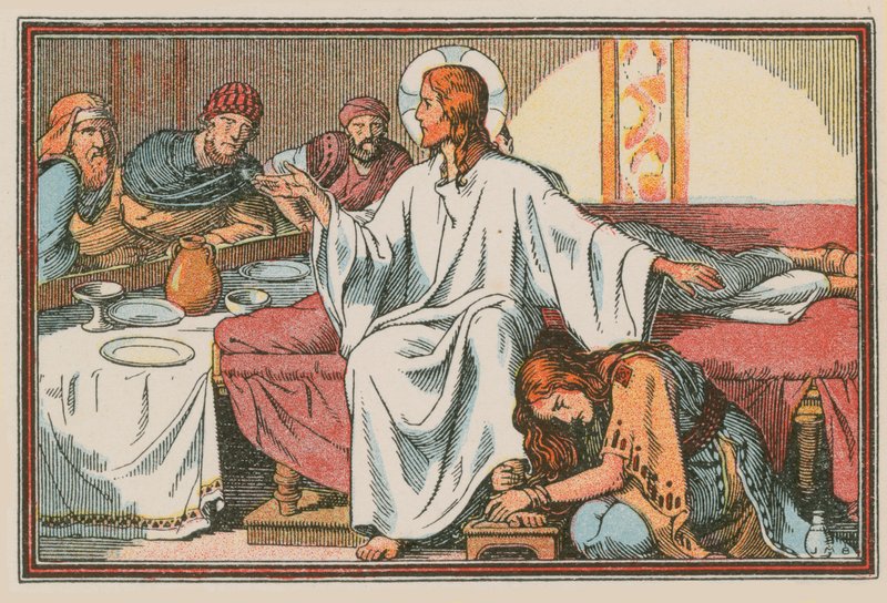مشهد من حياة يسوع (نقش ملون) بواسطة المدرسة الفرنسية