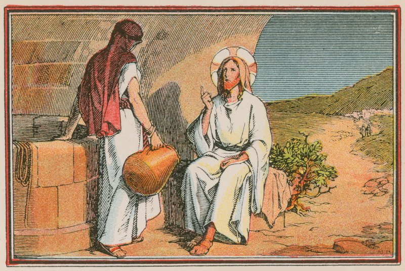 مشهد من حياة يسوع (نقش ملون) بواسطة المدرسة الفرنسية
