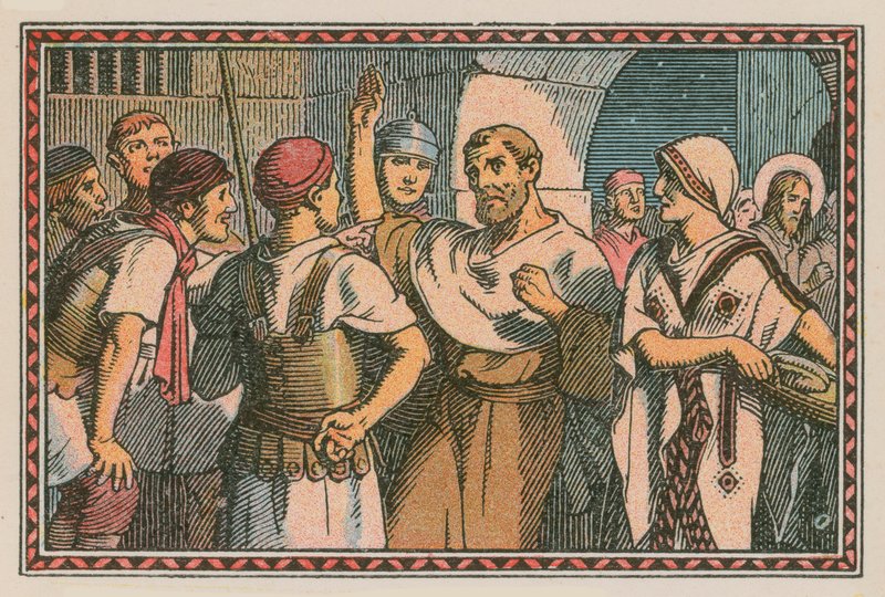 مشهد من حياة يسوع (نقش ملون) بواسطة المدرسة الفرنسية