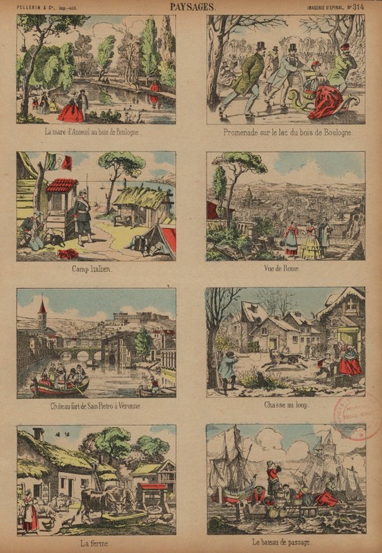 Scenes and landscapes (coloured engraving) بواسطة المدرسة الفرنسية