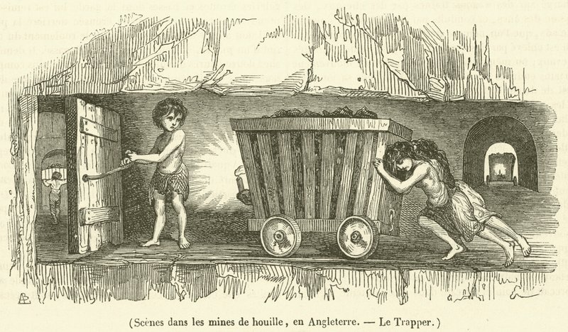 مشاهد في مناجم الفحم ، إنجلترا ، The Trapper بواسطة المدرسة الفرنسية