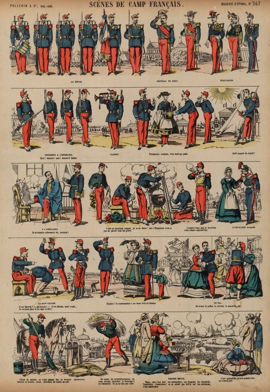 Scenes from a French Army camp (coloured engraving) بواسطة المدرسة الفرنسية