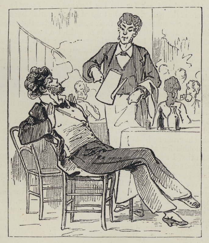 Smoking in a cafe (engraving) بواسطة المدرسة الفرنسية