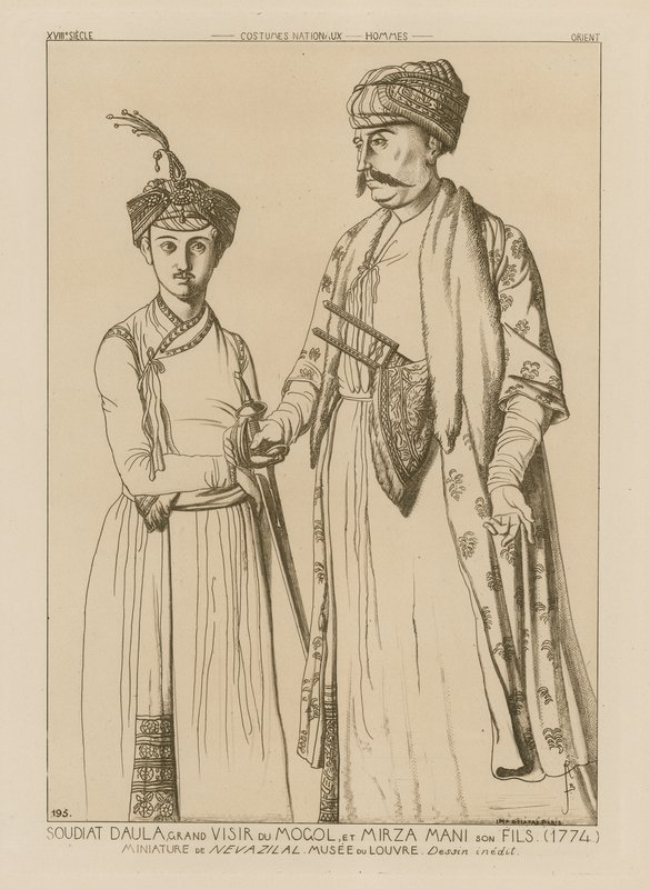Soudiat Daula ، وزير المغول وابنه ميرزا ماني (1774) بواسطة المدرسة الفرنسية
