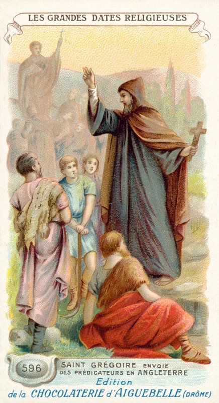 St Gregory sends missionaries to England, 596 (chromolitho) بواسطة المدرسة الفرنسية