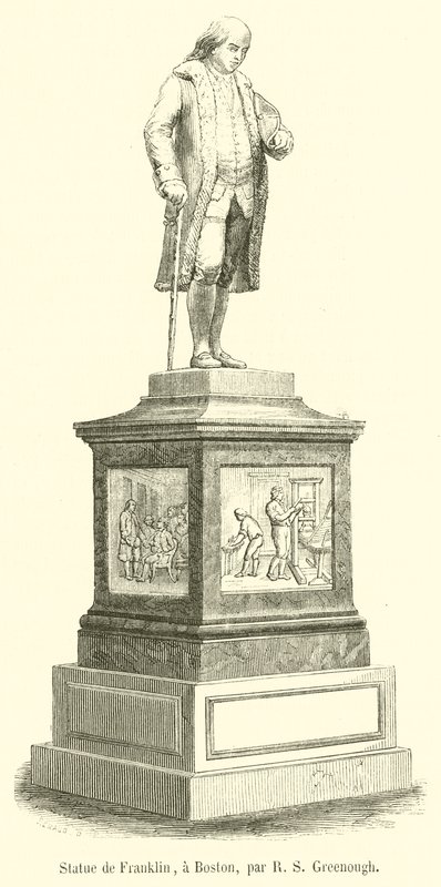 Statue de Franklin, a Boston (engraving) بواسطة المدرسة الفرنسية