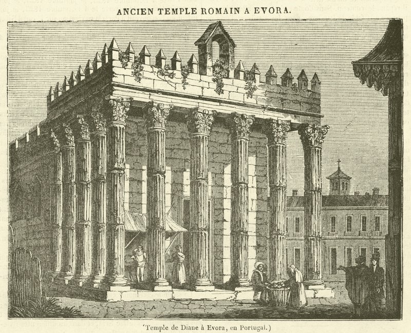Temple de Diane a Evora ، في البرتغال (نقش) بواسطة المدرسة الفرنسية