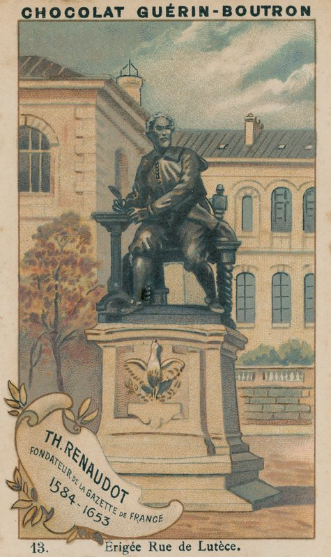 Th Renaudot ، مؤسس الجريدة الفرنسية ، 1584-1653 ، Erigee Rue de Lutece بواسطة المدرسة الفرنسية