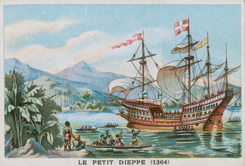 السفينة الفرنسية Petit Dieppe قبالة غرب أفريقيا ، 1364 بواسطة المدرسة الفرنسية