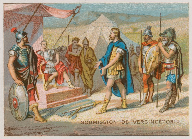 تقديم Vercingetorix إلى قيصر بواسطة المدرسة الفرنسية