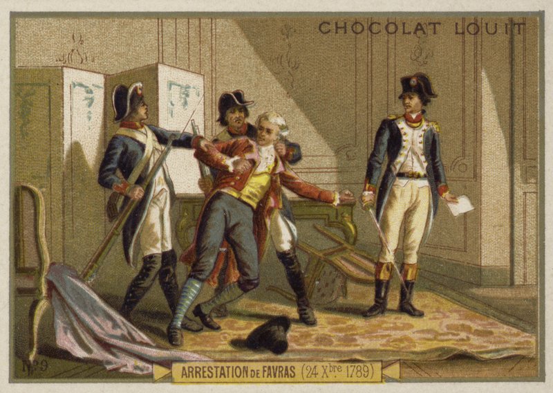 اعتقال ماركيز دي فافراس ، الثورة الفرنسية ، 24 ديسمبر 1789 بواسطة المدرسة الفرنسية