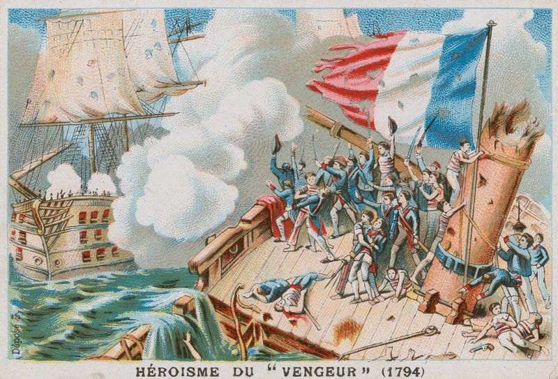 بطولة السفينة الحربية الفرنسية Vengeur du Peuple ، 1794. بواسطة المدرسة الفرنسية
