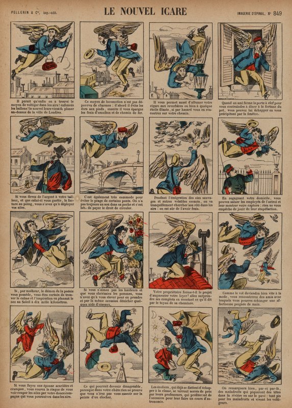 The new Icarus (coloured engraving) بواسطة المدرسة الفرنسية