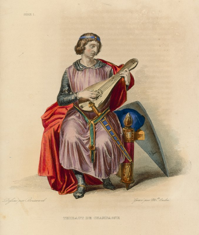 Thibaut de Champagne (coloured engraving) بواسطة المدرسة الفرنسية