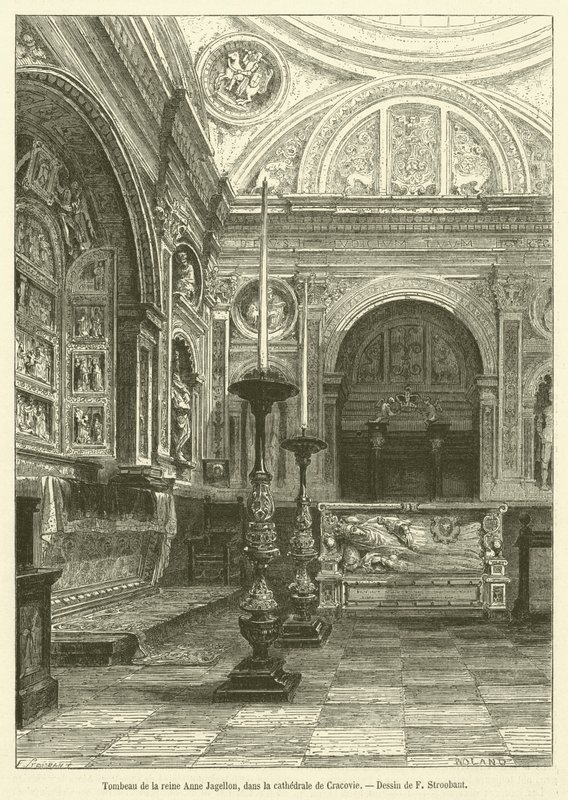 Tombeau de la reine Anne Jagellon, dans la cathedrale de Cracovie (engraving) بواسطة المدرسة الفرنسية