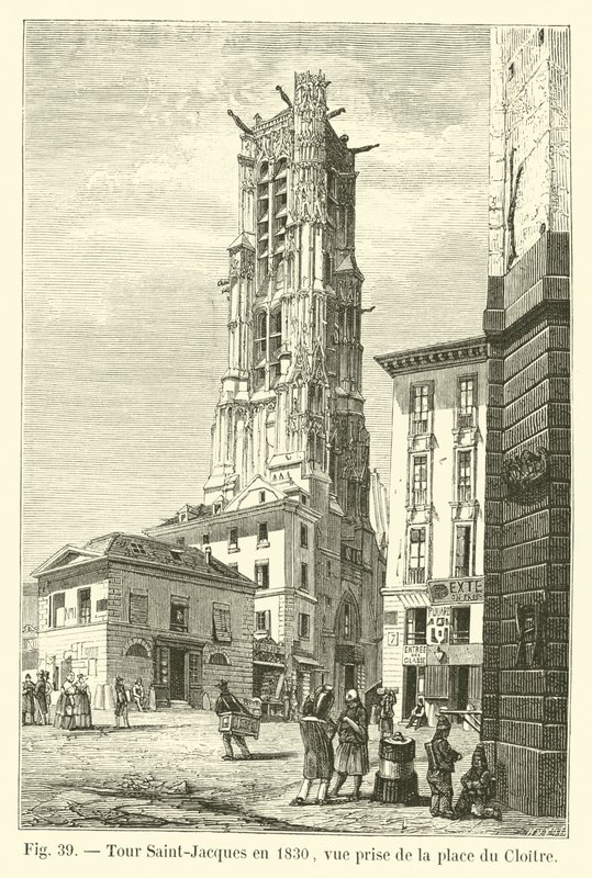 جولة سانت جاك في عام 1830 ، المنظر مأخوذ من Place du Cloitre بواسطة المدرسة الفرنسية