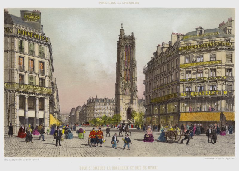 جولة في St Jacques-La-Boucherie و Rue De Rivoli (لون ليثو) بواسطة المدرسة الفرنسية