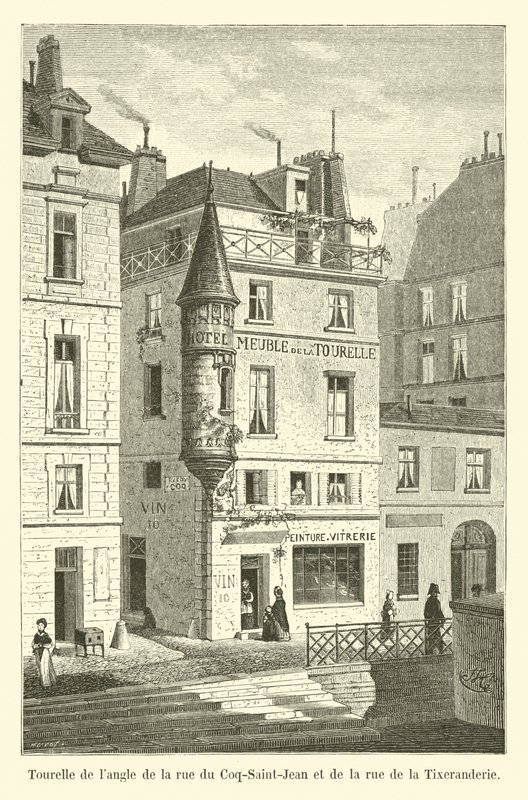 برج الزاوية في شارع du Coq-Saint-Jean و rue de la Tixeranderie بواسطة المدرسة الفرنسية