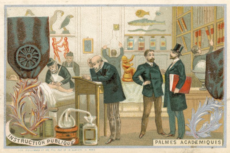بطاقة تجارية مع صورة لأكاديمية Ordre des Palmes بواسطة المدرسة الفرنسية