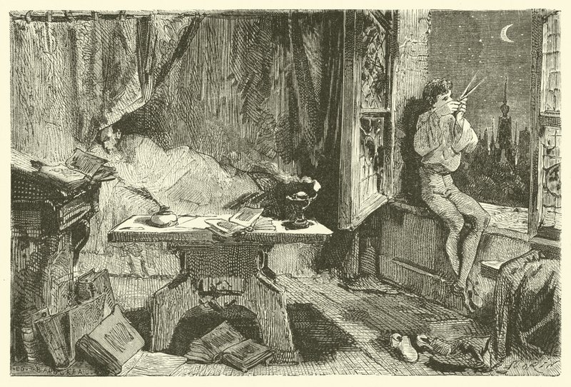 Tycho Brahe يقيس المسافة التي تفصل بين النجوم (نقش) بواسطة المدرسة الفرنسية