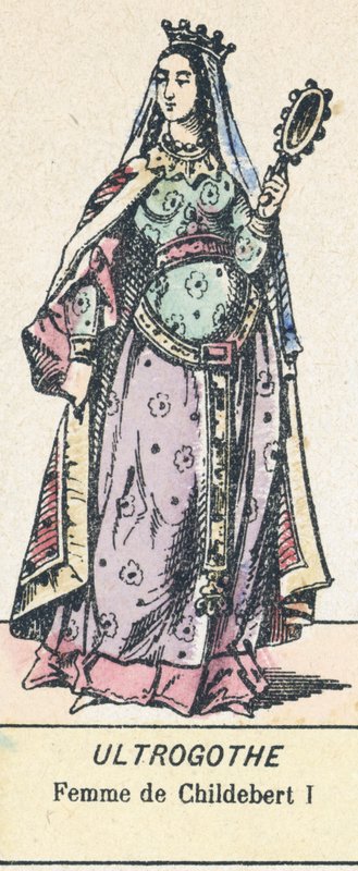 Ultrogothe ، Femme de Childebert I (نقش ملون) بواسطة المدرسة الفرنسية