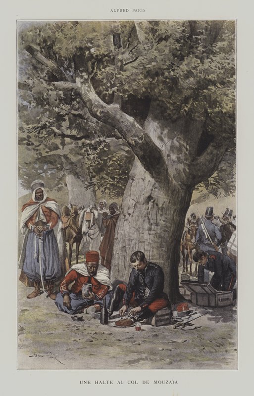 Une Halte au Col de Mouzaia (colour litho) بواسطة المدرسة الفرنسية