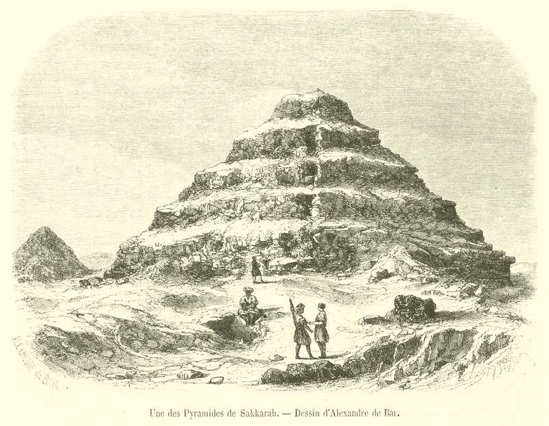 Une des Pyramides de Sakkarah (engraving) بواسطة المدرسة الفرنسية