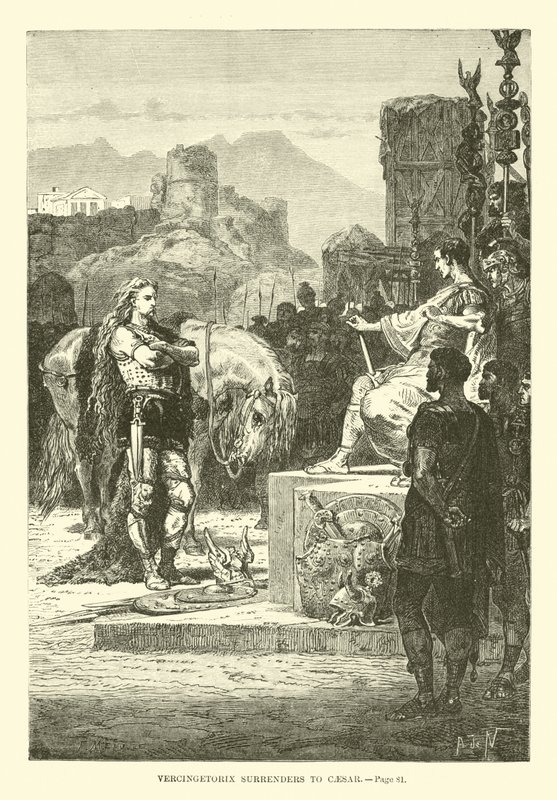 Vercingetorix يستسلم لقيصر بواسطة المدرسة الفرنسية
