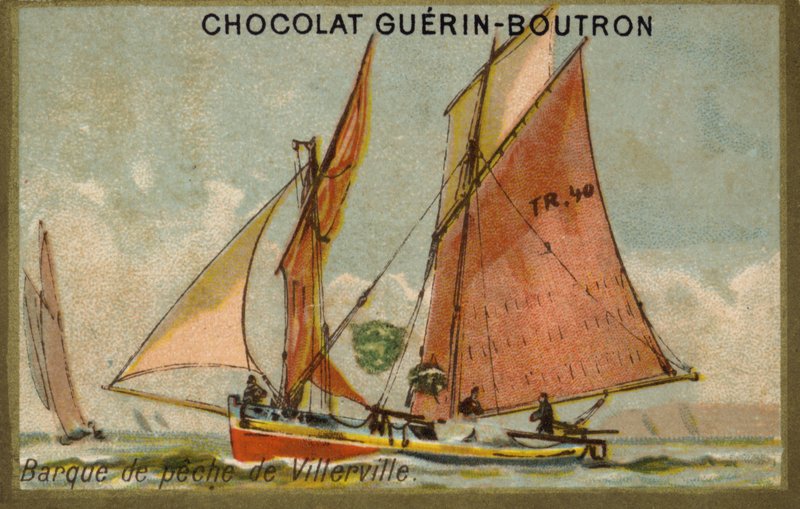 قارب صيد Villerville (Chromolitho) بواسطة المدرسة الفرنسية