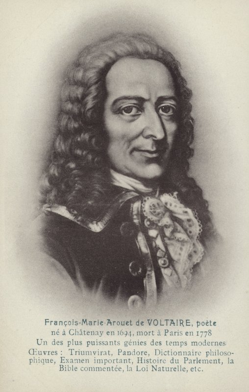 فولتير (1694-1778)، كاتب وفيلسوف وكاتب مسرحي فرنسي (ليثو) بواسطة المدرسة الفرنسية