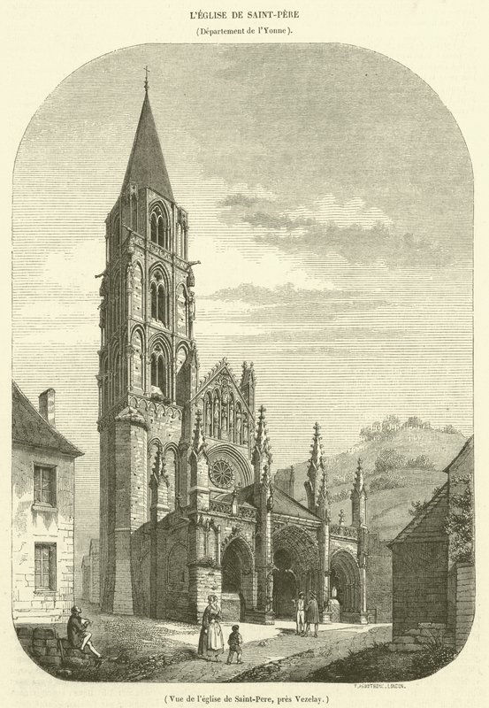منظر لكنيسة Saint-Pere ، بالقرب من Vezelay (نقش) بواسطة المدرسة الفرنسية
