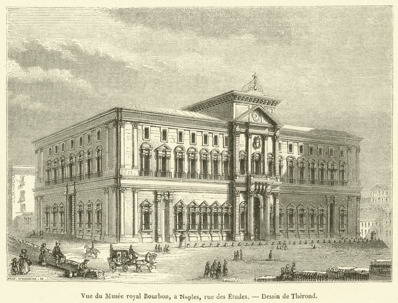 Vue du Musee royal Bourbon, a Naples, rue des Etudes (engraving) بواسطة المدرسة الفرنسية