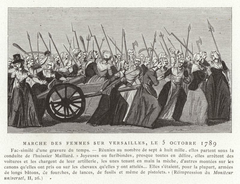 مسيرة نسائية في فرساي ، الثورة الفرنسية ، 5 أكتوبر 1789 بواسطة المدرسة الفرنسية