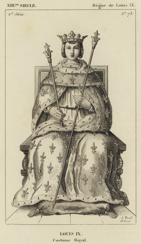 XIII Siecle, Regne de Louis IX, Louis IX, Costume Royal (engraving) بواسطة المدرسة الفرنسية