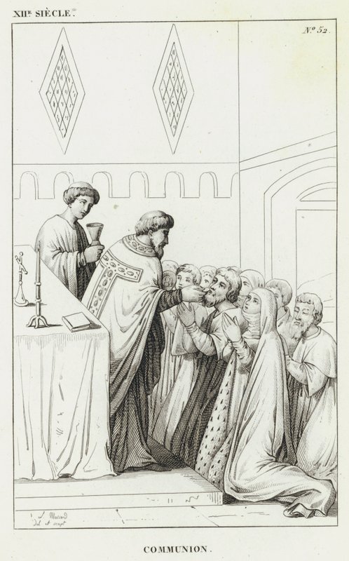 XII Siecle, Communion (engraving) بواسطة المدرسة الفرنسية