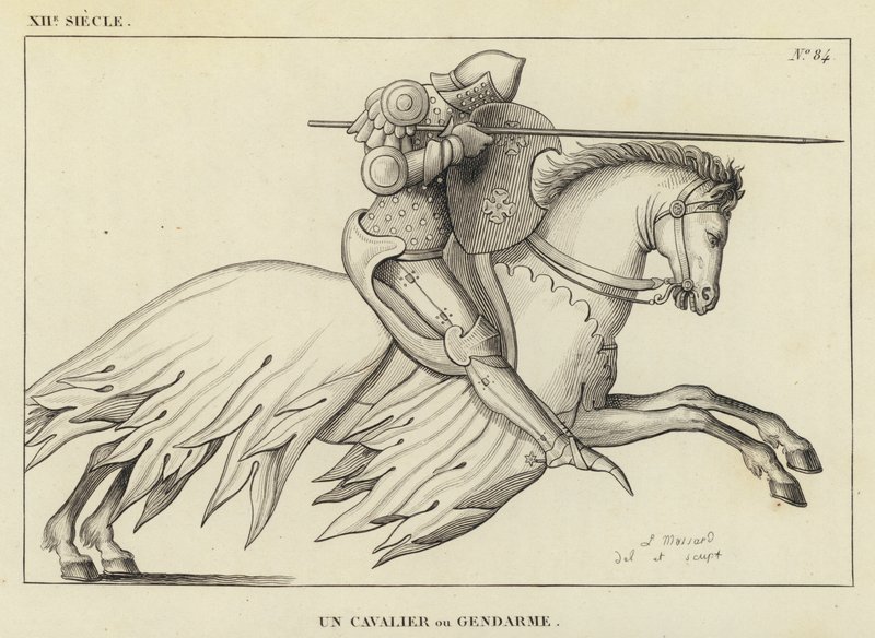XII Siecle ، Un Cavalier ou Gendarme (نقش) بواسطة المدرسة الفرنسية