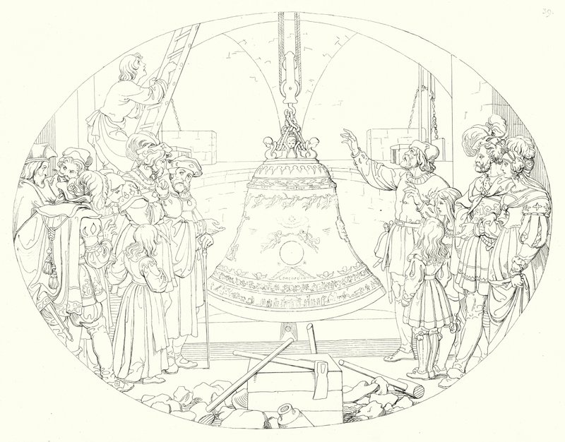 رسم توضيحي لشيلر Lied von der Glocke ، أو أغنية الجرس (نقش) بواسطة فريدريش أوجست موريتز ريتزش