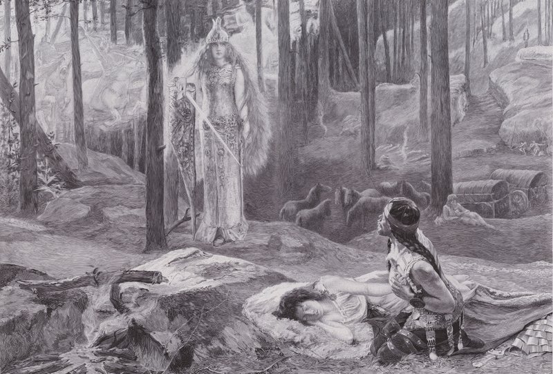 الوحي (اكتشاف Brunnhilde Sieglinde و Siegmund) (litho) بواسطة جاستون بوسير