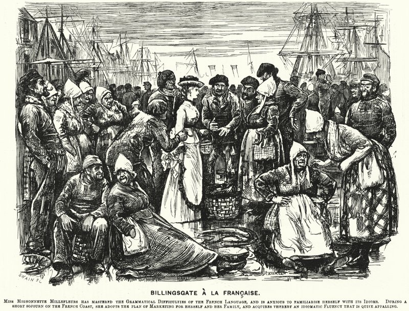 كارتون لكمة: Billingsgate a la Francaise (نقش) بواسطة جورج (بعد) لك مورييه