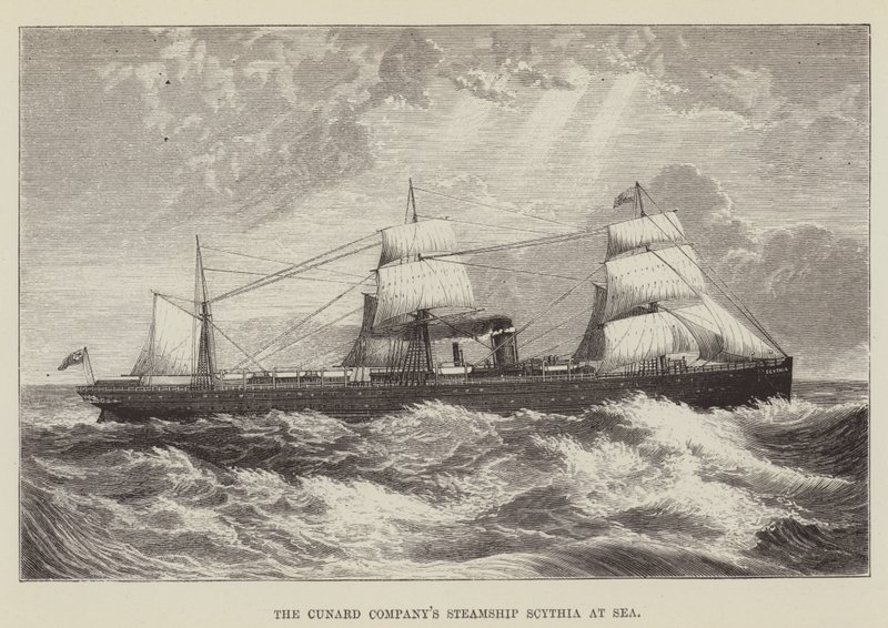 The Cunard Company Steamy Scythia في البحر بواسطة جورج أوغسطس سالا