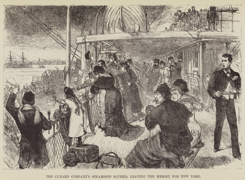 The Cunard Company Steamship Scythia يغادر ميرسي إلى نيويورك بواسطة جورج أوغسطس سالا