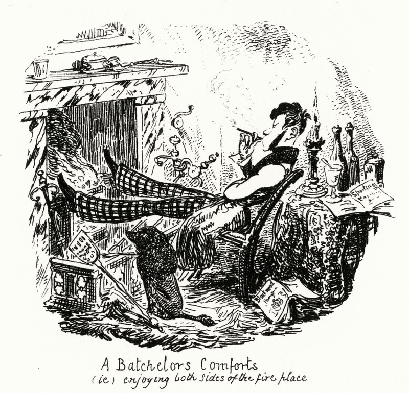 A Batchelor's Comforts (أي) تتمتع بجانبي الموقد (نقش) بواسطة جورج كروكشانك