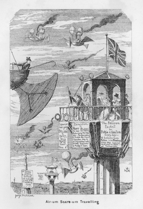 Air-um ، Scare-um Travelling - أي توقع مستقبل الطيران في عام 1843 بواسطة جورج كروكشانك