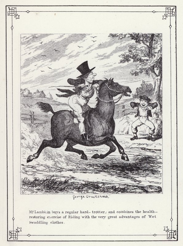رسم توضيحي لكتاب البكالوريوس الخاص ، أو تقدم السيد لامبكين (جنت) (نقش) بواسطة جورج كروكشانك