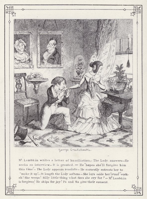 رسم توضيحي لكتاب البكالوريوس الخاص ، أو تقدم السيد لامبكين (جنت) (نقش) بواسطة جورج كروكشانك